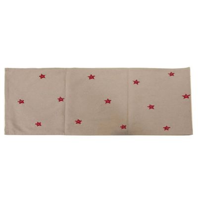 Set 2 Runner in cotone Beige con stelle Rosse 40x150cm