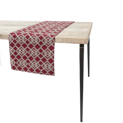 Set di 2 Runner da tavola in cotone Rosso con ricami beige 150x40cm