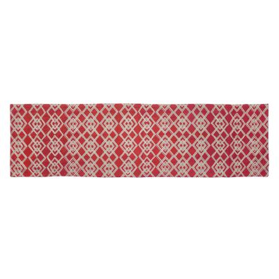 Set di 2 Runner da tavola in cotone Rosso con ricami beige 150x40cm